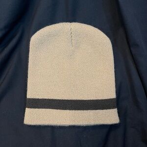 Tan & Brown Acrylic Beanie-Knit Hat